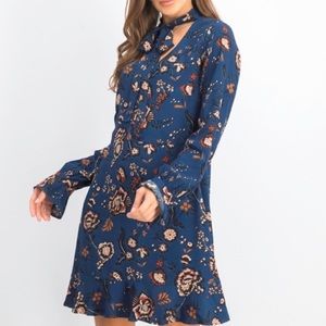 Sanctuary Harvest Moon Floral V-Neck Long Bell Sleeve Dress